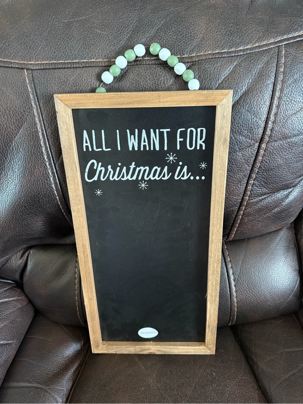 Christmas Chalkboard Sign with Mint Bead Hanger
